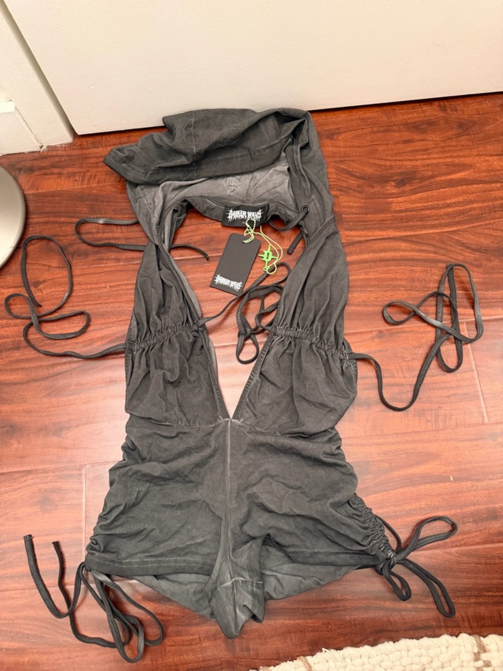 Dolls kill Black Hooded Tie Romper